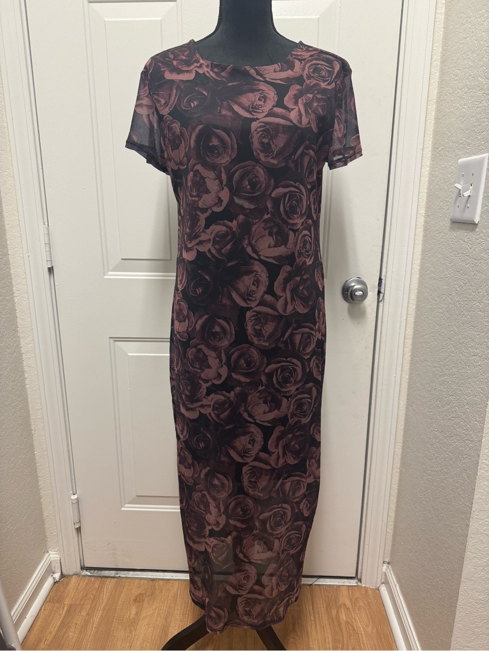 No Boundaries Dusty Rose and Black Floral Maxi Dress